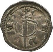 Denier - Gaucher V, France, 1301 reverse image