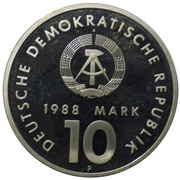 10 Mark East German Sports; Probe obverse image