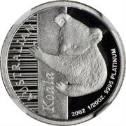 5 Dollars - Elizabeth II 4th Portrait - Koala - Platinum reverse image