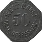 50 Pfennig - Gerresheim Glashüttenwerke vorm. Ferd. Heye, Germany, 1917 reverse image