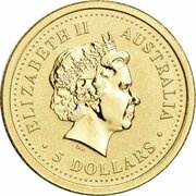 5 Dollars - Elizabeth II 4th Portrait - Year of the Rooster - Gold Bullion Coin obverse image