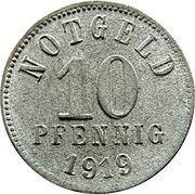 10 Pfennig - Bad Kissingen, Germany, 1919 reverse image