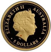 5 Dollars - Elizabeth II 4th Portrait - Emu - Gold Proof obverse image