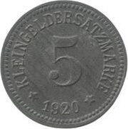 5 Pfennig - Münchberg, Germany, 1920 reverse image