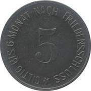 5 Pfennig - Oberammergau, Germany, 1917 reverse image