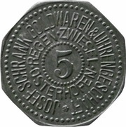 5 Pfennig - Regen Josef Schrank Goldwaren and Uhrengeschäft obverse image