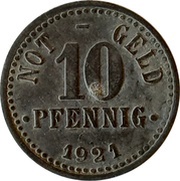 10 Pfennig - Braunschweig Staatsbank, Germany, 1921 reverse image