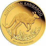 5 Dollars - Elizabeth II 4th Portrait - Kangaroo - Gold Bullion Coin, Australia, 2017 reverse image