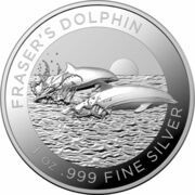 5 Dollars - Elizabeth II 6th Portrait - Frasers Dolphin - High Relief, Australia, 2021 reverse image