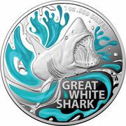 5 Dollars - Elizabeth II 6th Portrait - Great White Shark, Australia, 2022 reverse image