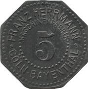 5 Pfennig - Cöln-Bayenthal Franz Herrmann Maschinenfabrik obverse image