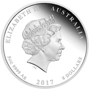 8 Dollars - Elizabeth II 4th Portrait - Henry Lawson -150 Years - Silver Proof obverse image