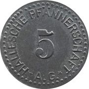 5 Pfennig - Halle an der Saale Hallesche Pfännerschaft A.G. obverse image
