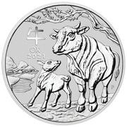 8 Dollars - Elizabeth II 6th Portrait - Year of the Ox - Silver Proof, Australia, 2021 reverse image