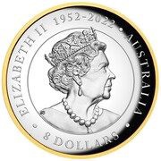 8 Dollars In the name of Elizabeth II; 6th Portrait - Australian Wedge-Tailed Eagle - Gilded Silver obverse image