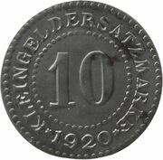 10 Pfennig - Deutsch-Eylau, Germany, 1920 reverse image