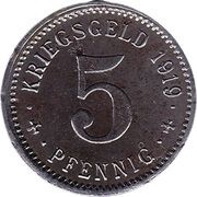 5 Pfennig - Menden, Germany, 1919 reverse image