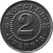 2 Pfennig - Herrenberg, Germany, 1920 reverse image