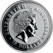 10 Dollars - Elizabeth II 4th Portrait - Year of the Goat - Silver Bullion Coin obverse image