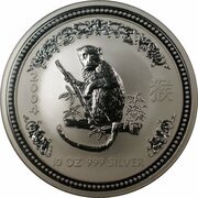 10 Dollars - Elizabeth II 4th Portrait - Year of the Monkey - Silver Bullion Coin, Australia, 2004 reverse image