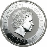 10 Dollars - Elizabeth II 4th Portrait - Year of the Rooster - Silver Bullion Coin obverse image