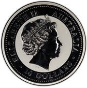 10 Dollars - Elizabeth II 4th Portrait - Australian Kookaburra - Silver Bullion Coin obverse image