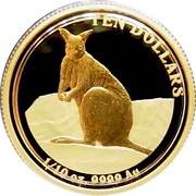 10 Dollars - Elizabeth II 4th Portrait - Mareeba Rock-Wallaby - Gold Proof, Australia, 2012 reverse image