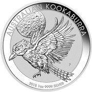 10 Dollars - Elizabeth II 4th Portrait - Australian Kookaburra - Silver Bullion Coin, Australia, 2018 reverse image