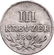 3 Kreuzers Landmünze - Charles Frederick reverse image