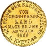 1 Kreuzer - Frederick I Constitution - Gold pattern strike reverse image