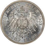 5 Mark - Frederick I Death of Frederick I, Germany, 1907 reverse image