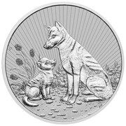 10 Dollars - Elizabeth II 6th Portrait - Dingo; Silver Bullion, Australia, 2022 reverse image
