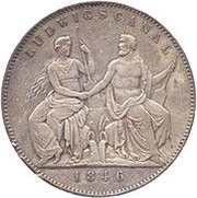 2 Thalers / 3½ Gulden - Louis I Canal Completion, Germany, 1846 reverse image
