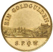 1 Goldgulden - Louis II Neujahrsgoldgulden, Germany, 1864 reverse image