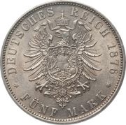5 Mark - Louis II, Germany, 1874-1876 reverse image