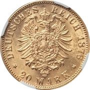 20 Mark - Louis II, Germany, 1874-1878 reverse image