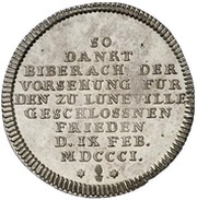 1 Ducat Peace; Silver pattern strike, Germany, 1801 reverse image