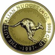 25 Dollars - Elizabeth II 3rd Portrait - Australian Nugget - Gold Bullion Coin, Australia, 1996-1997 reverse image