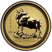 25 Dollars - Elizabeth II 3rd Portrait - Year of the Ox - Gold Bullion Coin, Australia, 1997 reverse image