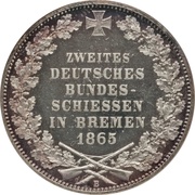 1 Thaler 2nd German Shooting Festival, Germany, 1865 reverse image