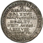 ¼ Thaler - George William Death of Katharina Sophia, Germany, 1665 reverse image