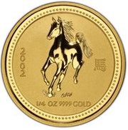 25 Dollars - Elizabeth II 4th Portrait - Year of the Horse - Gold Bullion Coin, Australia, 2002 reverse image