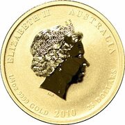 25 Dollars - Elizabeth II 4th Portrait - Year of the Tiger - Gold Bullion Coin obverse image