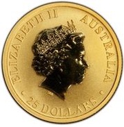 25 Dollars - Elizabeth II 4th Portrait - Kangaroo - Gold Bullion Coin obverse image