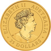 25 Dollars - Elizabeth II 6th Portrait - Kangaroo - Gold Bullion Coin obverse image