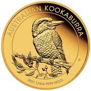 25 Dollars - Elizabeth II 6th Portrait - Australian Kookaburra - Gold Bullion Coin, Australia, 2021 reverse image