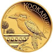 25 Dollars - Elizabeth II 6th Portrait - Australian Kookaburra - Gold Bullion Coin, Australia, 2022 reverse image