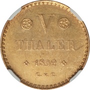 5 Thalers - William, Germany, 1832-1834 reverse image