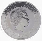 30 Dollars - Elizabeth II 4th Portrait - Australian Kookaburra - Silver Bullion Coin obverse image