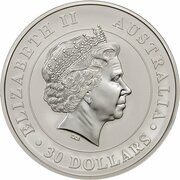 30 Dollars - Elizabeth II 4th Portrait - Koala - Silver Bullion Coin obverse image